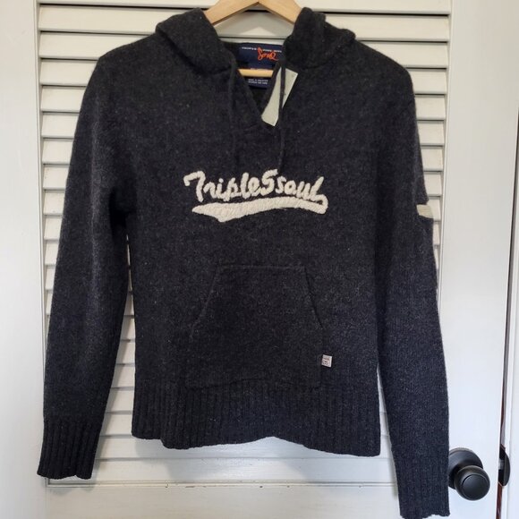 Triple Five Soul Vintage Women's Wool Sweater Medium Charcoal Gray Hoodie - Picture 1 of 5